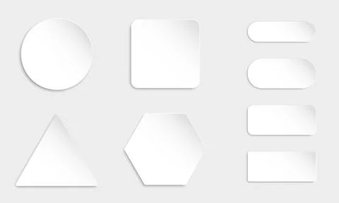 White 3d blank square and rounded button vector set. Stock Illustration