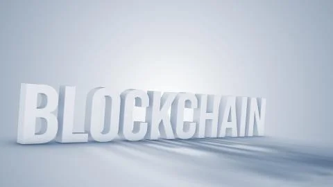 White 3d Blockchain text on monochrome background イラスト素材