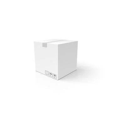 White 3D box. Clean closed carton package. Mockup template for your product. Stock-Illustration