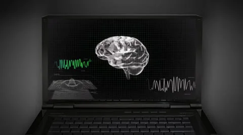 White 3d brain wave scanning screen 3D Stock Footage 25842639