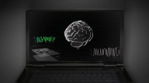 White 3d brain wave scanning screen Stock Footage 25842641