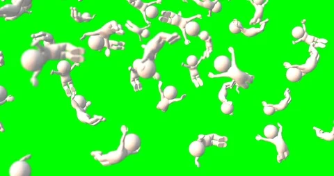 White 3d character cartoon falling Stock Footage 103413900