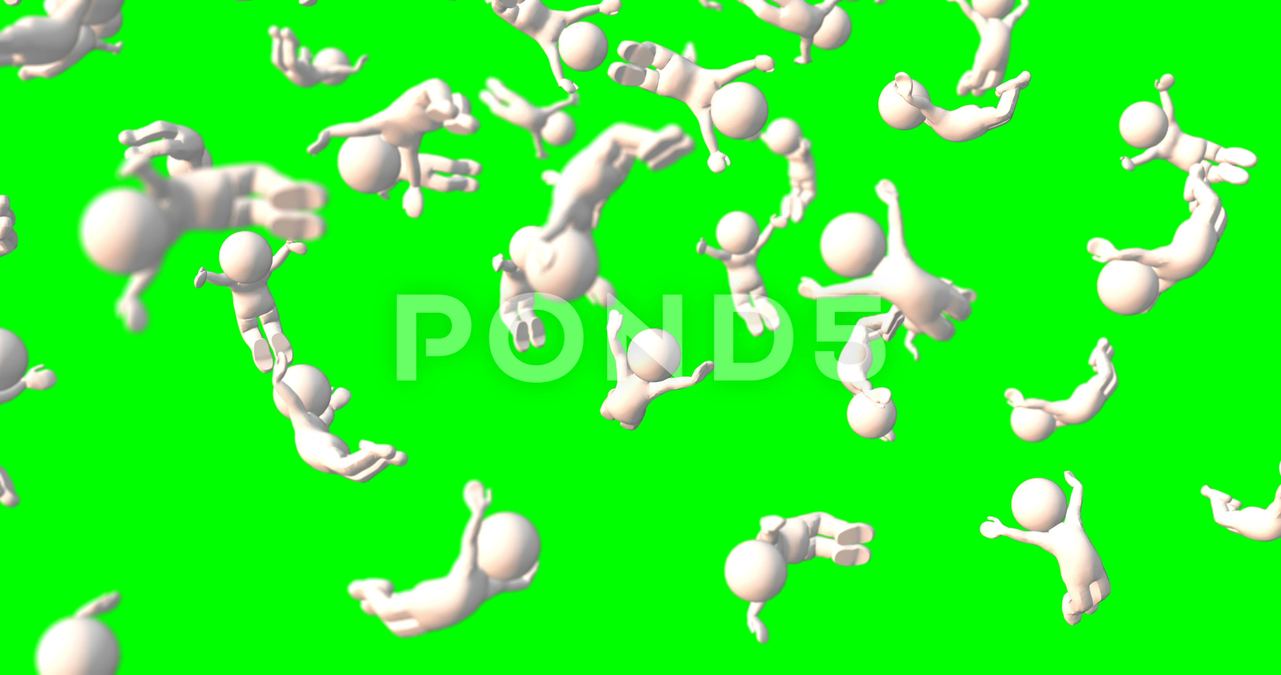 White 3d Character Cartoon Falling Stock Video Pond5