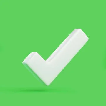White 3D check mark icon on green background Stock Illustration