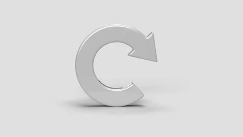 White 3D circular arrow icon on white backdrop Stock Illustration