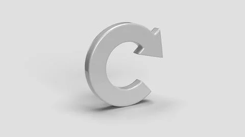 White 3D circular arrow icon on the white backdrop, left view Illustrazione stock