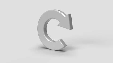 White 3D circular arrow icon on white background, right view Illustrazione stock