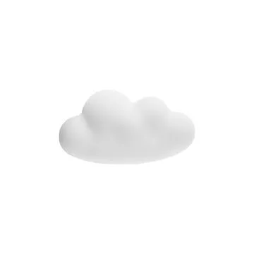 White 3d cloud icon, vector cartoon weather forecast cloudy symbol, 3D realistic Stock Illustration