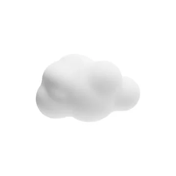 White 3d cloud icon, vector cartoon weather forecast overcast symbol, realistic Stock Illustration