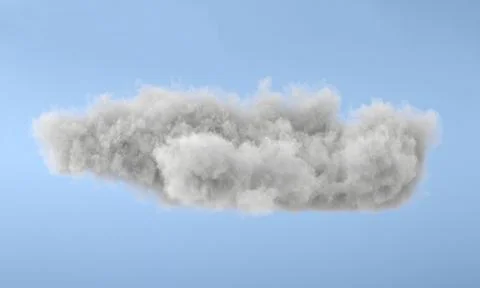 White 3d cloud isolated on a blue background. Realistic cloud in the blue s.. Stock Photos