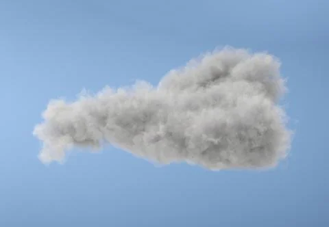 White 3d cloud isolated on a blue background. Realistic cloud in the blue s.. Stock Photos