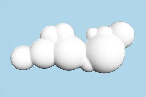 White 3d cloud set isolated on a blue background. Render soft round cartoon f Stock Illustration