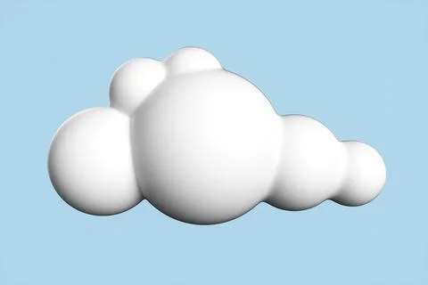 White 3d cloud set isolated on a blue background. Render soft round cartoon f Illustrazione stock