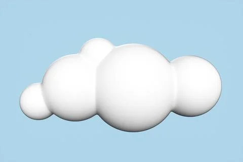 White 3d cloud set isolated on a blue background. Render soft round cartoon f Illustrazione stock