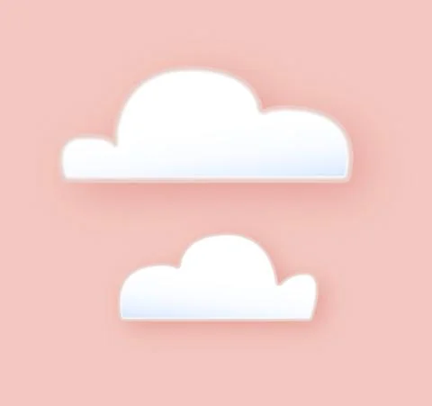 White 3D clouds isolated on a pink background. Render soft round fluffy cloud Stock Illustration