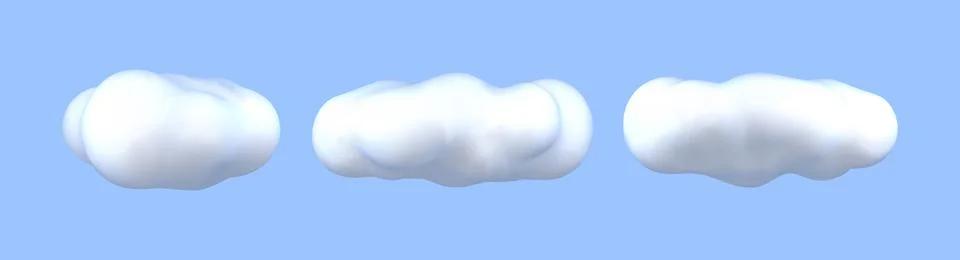White 3d clouds set isolated on a blue background. soft cartoon fluffy clouds Stock Illustration
