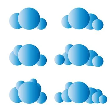 White 3d clouds set isolated on a blue background. Render soft round cartoon Stock Illustration
