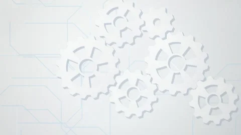 White 3D cogs and circuit board pattern seamless loop motion Vídeos de archivo 345657703