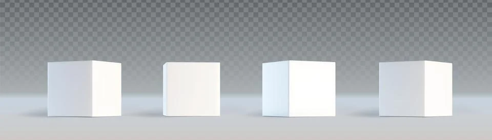 White 3d cube collection with various angle Stock Illustration