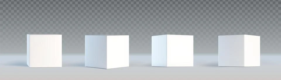 White 3d cube collection with various angle Stock Illustration