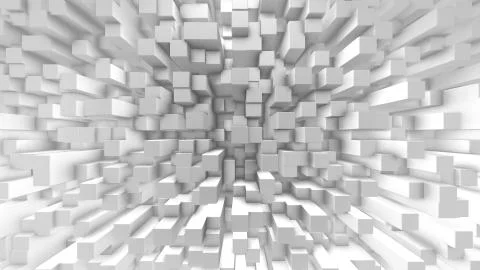 White 3D cube render geometric pattern graphic background Stock Illustration