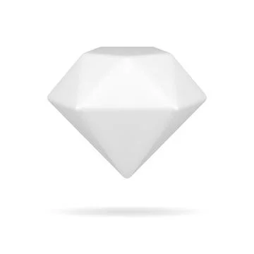 White 3d diamond. Gradient brilliant with geometric facets Stock Illustration