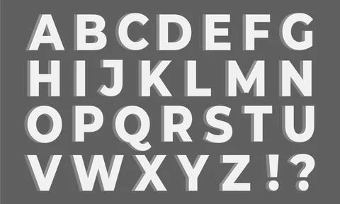 White 3D English Letters with Exclamation and Interrogative Sign Stock Illustration