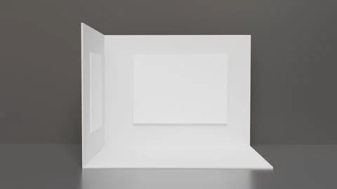 White 3D exhibition stand with blank panels for advertising as a template, .. Stock Illustration