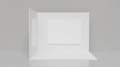White 3D exhibition stand with blank panels for advertising as a template, .. Stock Illustration