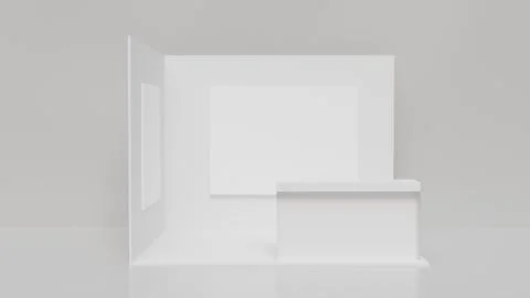 White 3D exhibition stand with blank panels for advertising as a template, .. Stock Illustration