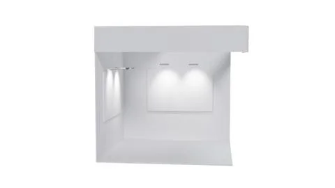 White 3D exhibition stand with blank panels for advertising as a template, .. Stock Illustration