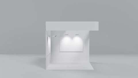 White 3D exhibition stand with blank panels for advertising as a template, .. Stock Illustration