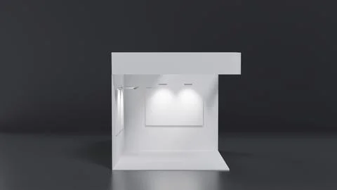 White 3D exhibition stand with blank panels for advertising as a template, .. Stock Illustration