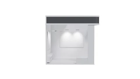 White 3D exhibition stand with blank panels for advertising as a template, ba Stock Illustration
