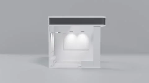 White 3D exhibition stand with blank panels for advertising as a template, .. Stock Illustration
