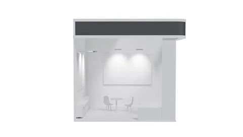 White 3D exhibition stand with blank panels for advertising as a template, .. Stock Illustration