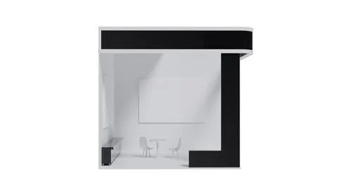 White 3D exhibition stand with blank panels for advertising as a template, .. Stock Illustration