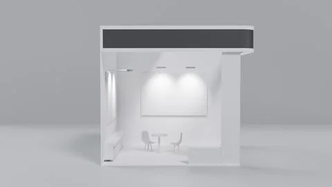 White 3D exhibition stand with blank panels for advertising as a template, .. Stock Illustration