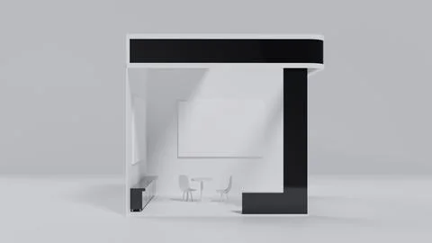 White 3D exhibition stand with blank panels for advertising as a template, .. Stock Illustration