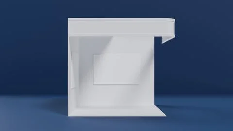 White 3D exhibition stand with blank panels for advertising as a template, .. Stock Illustration