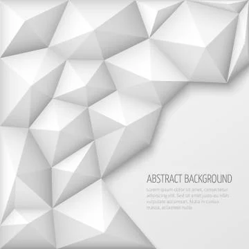 White 3d geometric abstract vector background with low polygon pattern Stock Illustration