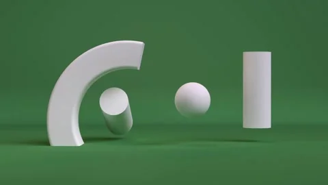 White 3D geometric shapes rotating against green background Stock-Footage 333113999