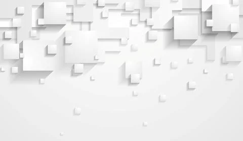 White 3D geometric shapes with shadows on a plain background Stock Illustration