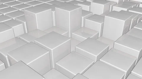 White 3d glossy plastic cubes smoothly going up and down - abstract technology Video stock 55257601