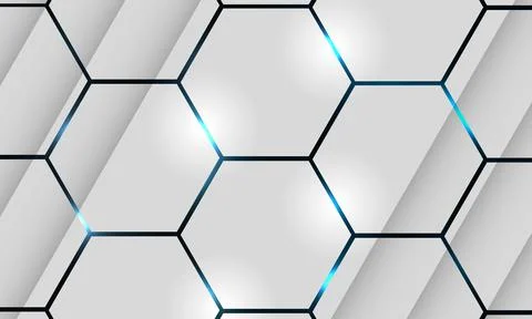 White 3d hexagonal technology vector abstract background with shadows. 스톡 일러스트