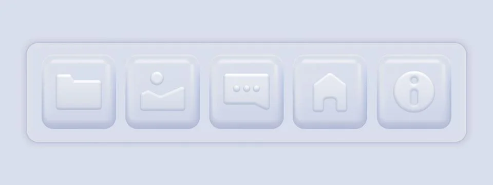 White 3d Icons. App Basic UI Set Illustrazione stock