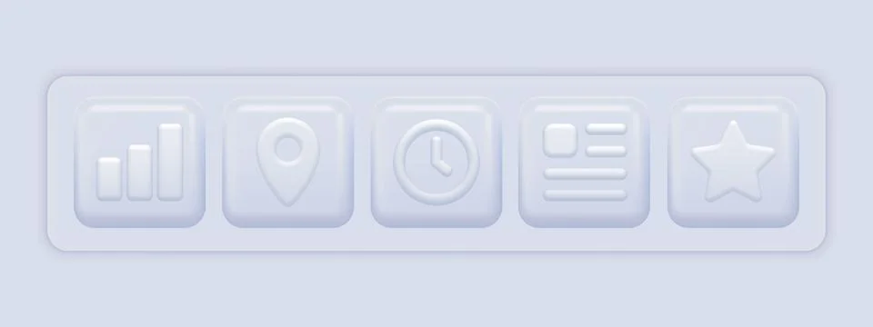 White 3d Icons. Basic App Set Illustrazione stock