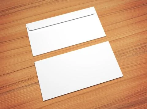White 3d illustration postal envelopes for design presentation. Stockillustratie
