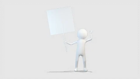 White 3d man presenter with board 库存影片 163336904