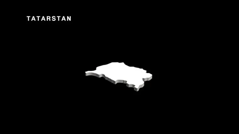 White 3d map of tatarstan rotating on black background 库存影片 347364860